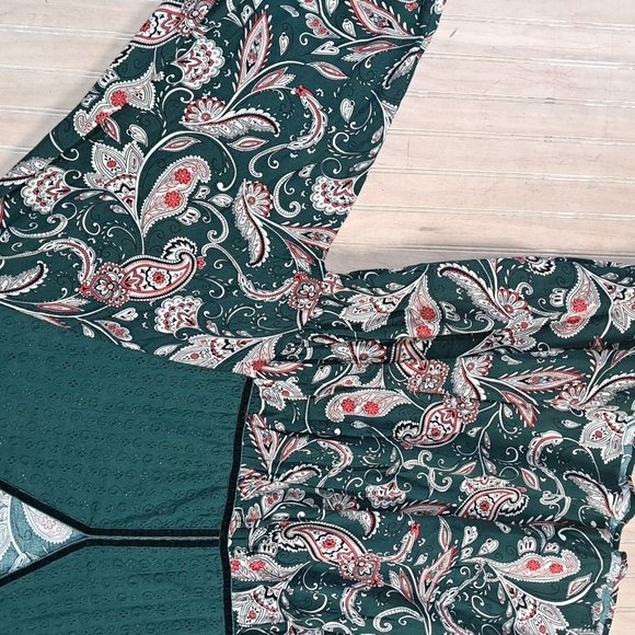 Weekend Suzanne Betro Green Paisley Boho Peasant Flowy Lightweight Blouse Top 2X - Picture 10 of 14